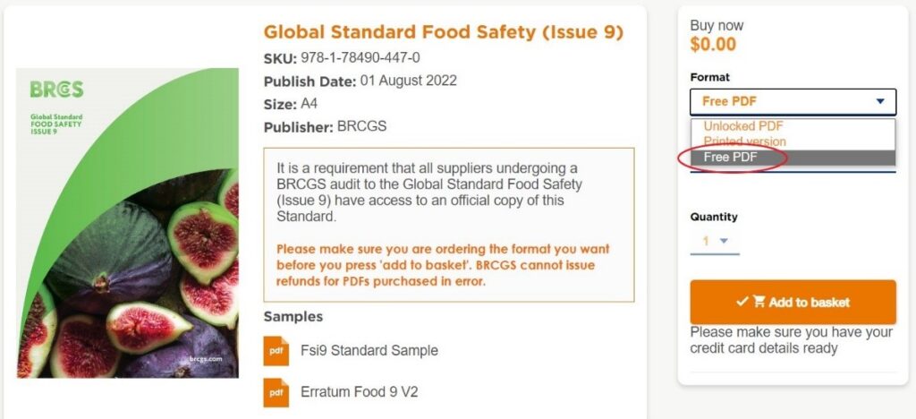 Downloading the BRC Global Standard 